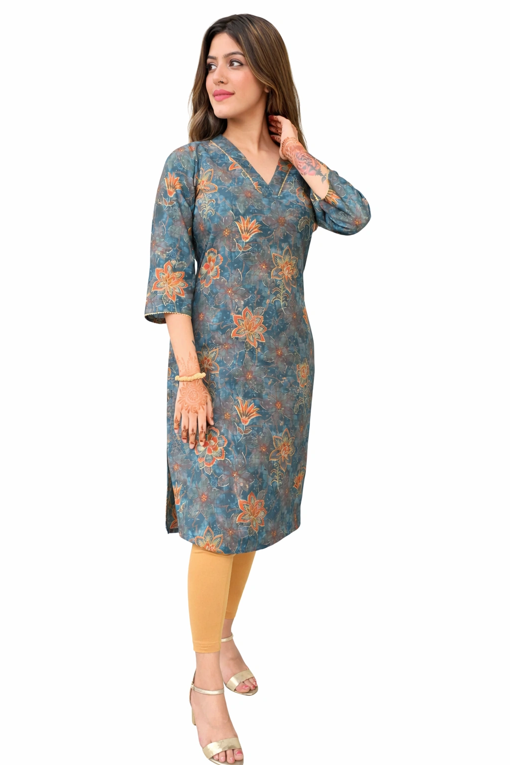Chanderi Silk Kurta_Peacock green - Image 4