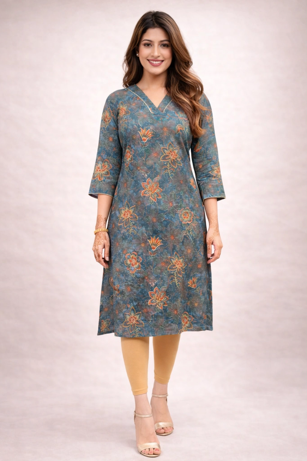Chanderi Silk Kurta_Peacock green - Image 2