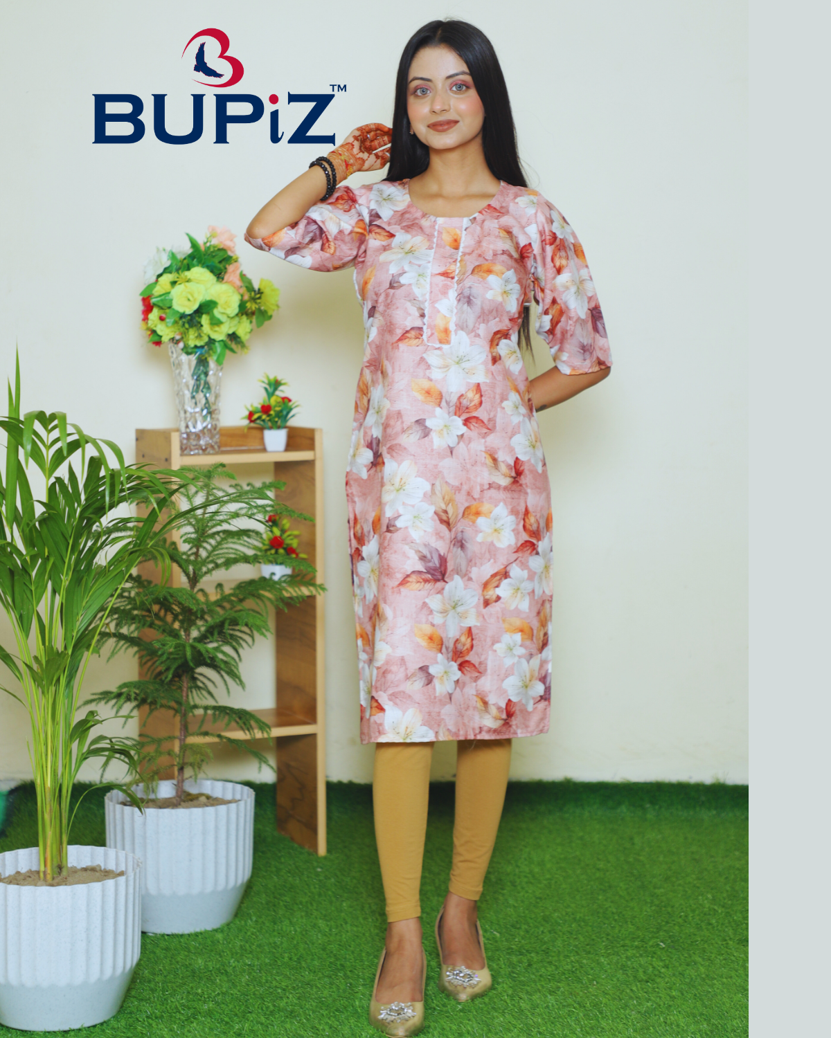 Rayon Blend Straight Solid Kurta _Rose Gold - Image 2