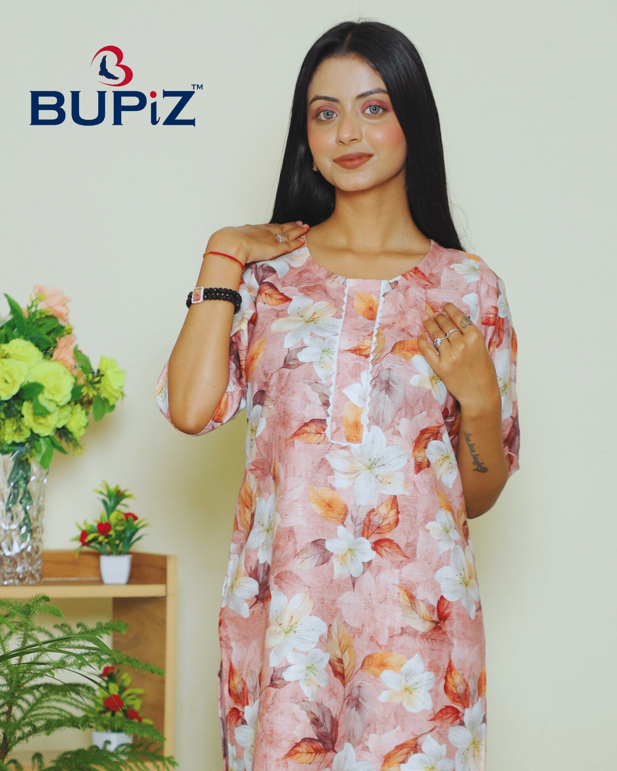 Rayon Blend Straight Solid Kurta _Rose Gold - Image 11