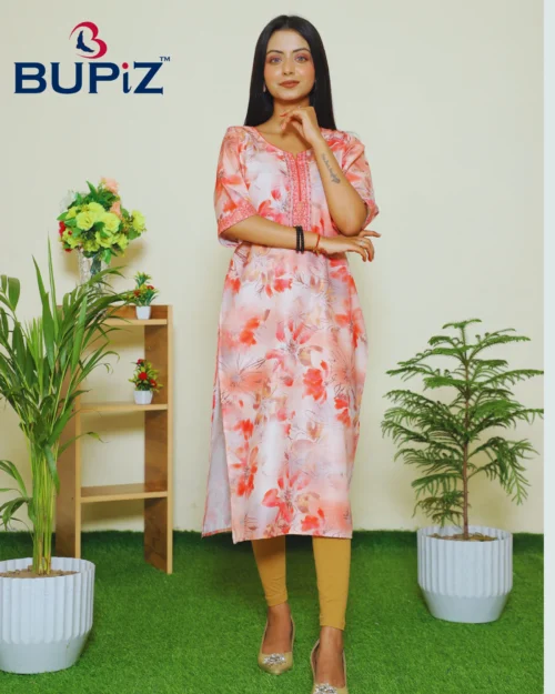 Women's Kurta Rayon Blend_  Pinkish Peach
