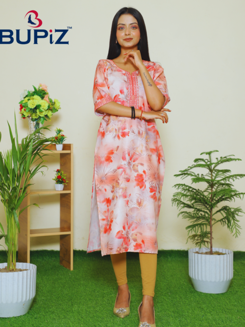 Women's Kurta Rayon Blend_  Pinkish Peach