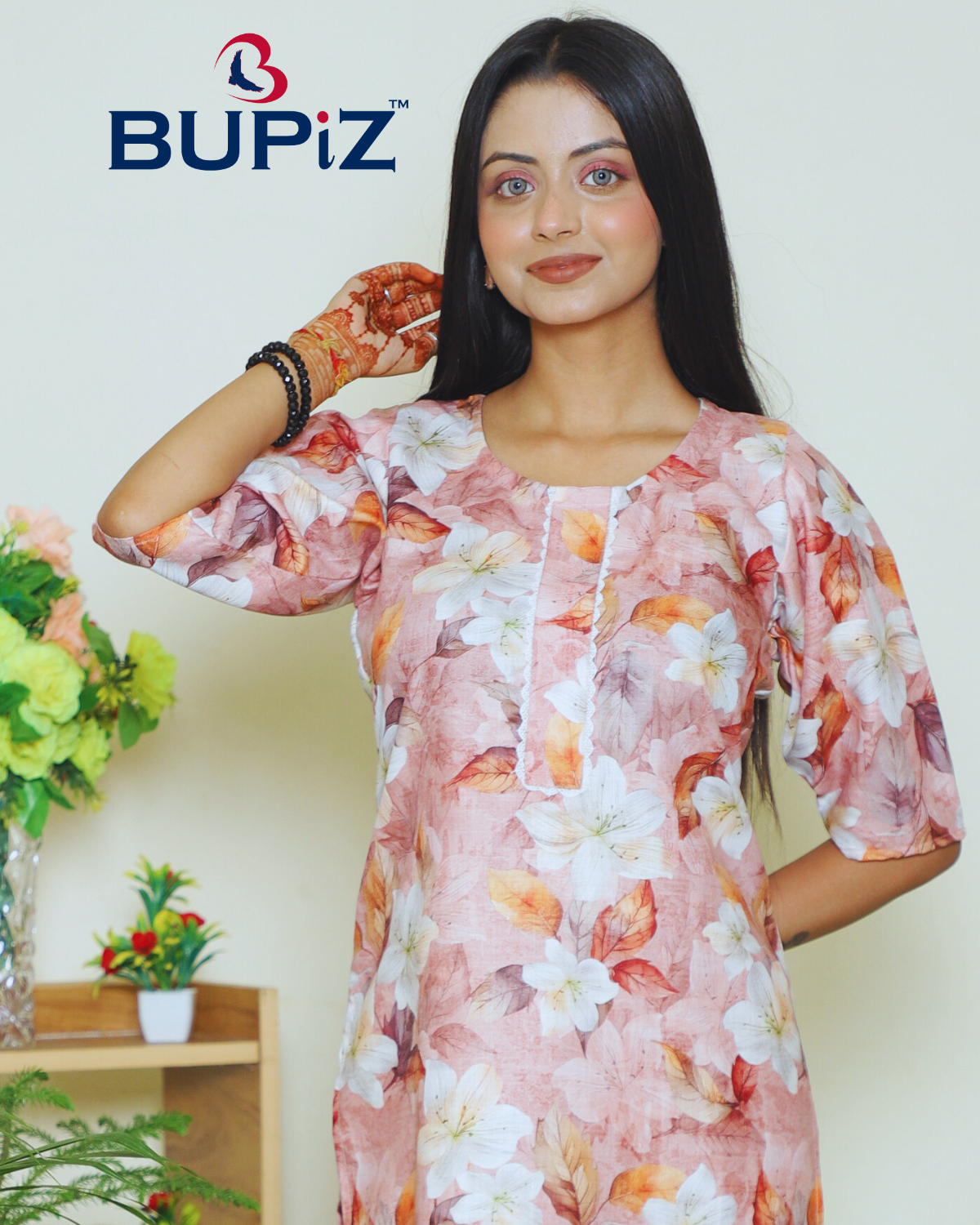 Rayon Blend Straight Solid Kurta _Rose Gold - Image 3