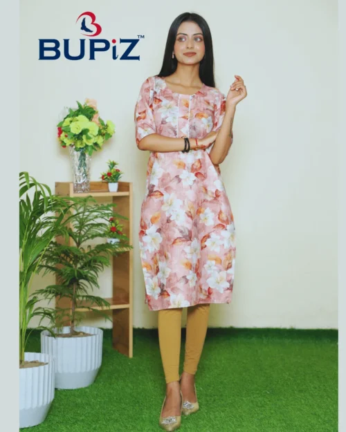 Rayon Blend Straight Solid Kurta _Rose Gold