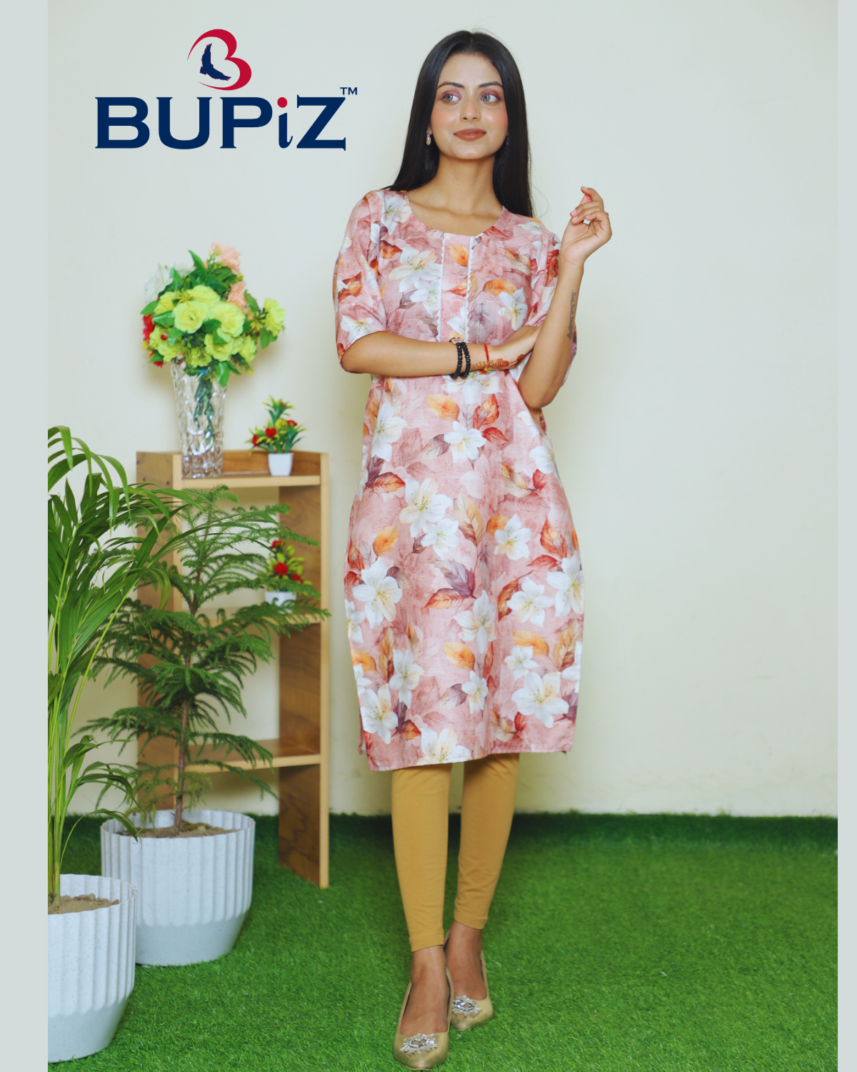 Rayon Blend Straight Solid Kurta _Rose Gold