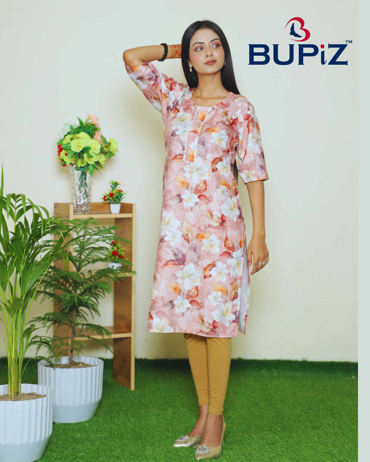 Rayon Blend Straight Solid Kurta _Rose Gold - Image 5