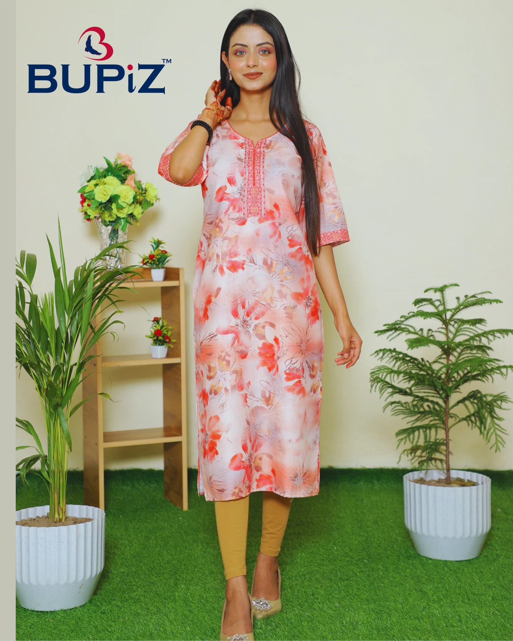 Women's Kurta Rayon Blend_ Pinkish Peach - Image 4