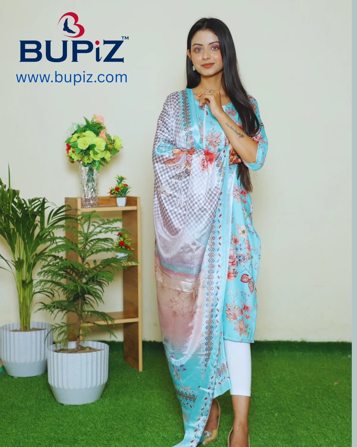 Rayon Blend Straight Solid Kurta with Pant & Dupatta - Image 5
