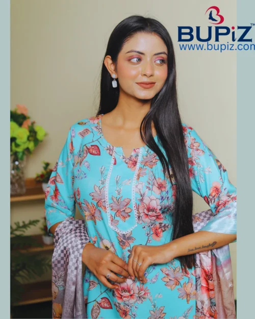 Rayon Blend Straight Solid Kurta with Pant & Dupatta