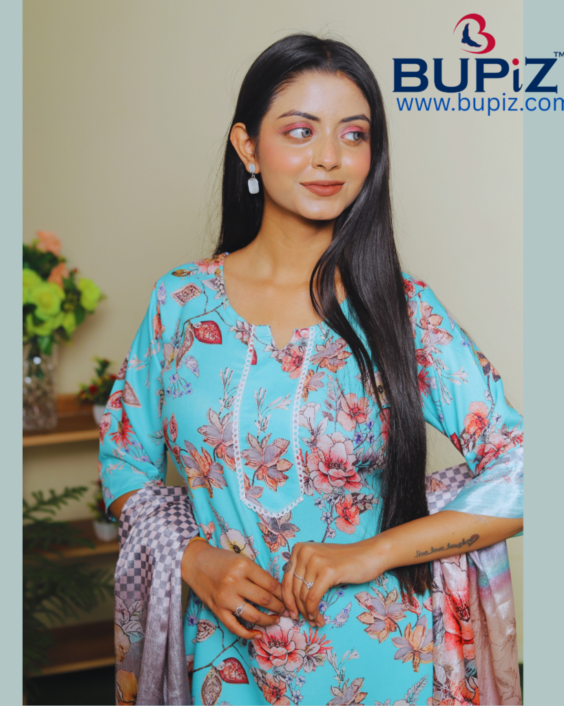 Rayon Blend Straight Solid Kurta with Pant & Dupatta