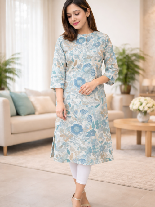 Pastel Blue Floral Kurta