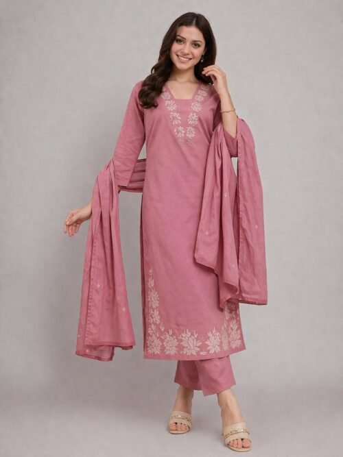 Women Embroidery Kurta & pant set With Dupatta