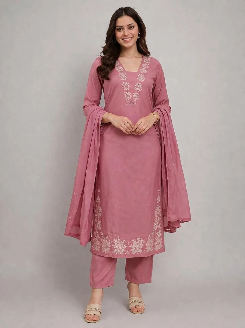 Women Embroidery Kurta & pant set With Dupatta - Image 2
