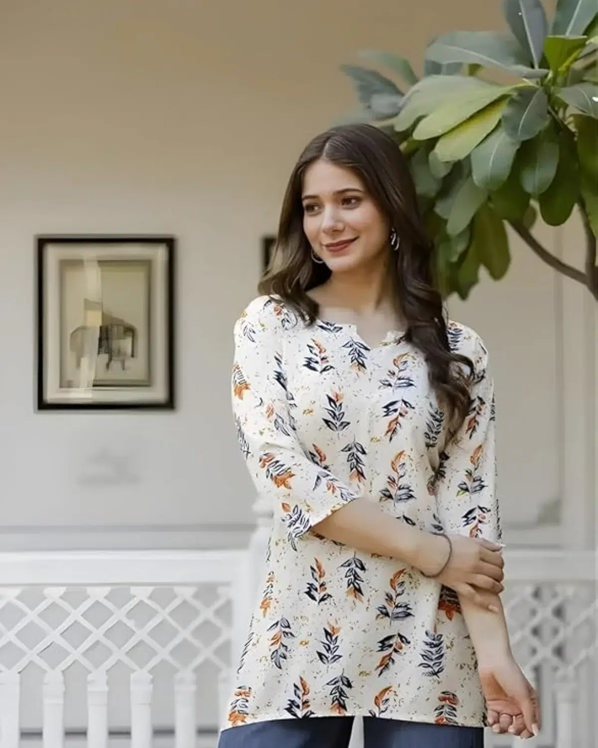 Women's Short Kurti in TopsTunic Rayon Cotton Blend | Ladies Ethnic Tunic - Image 3