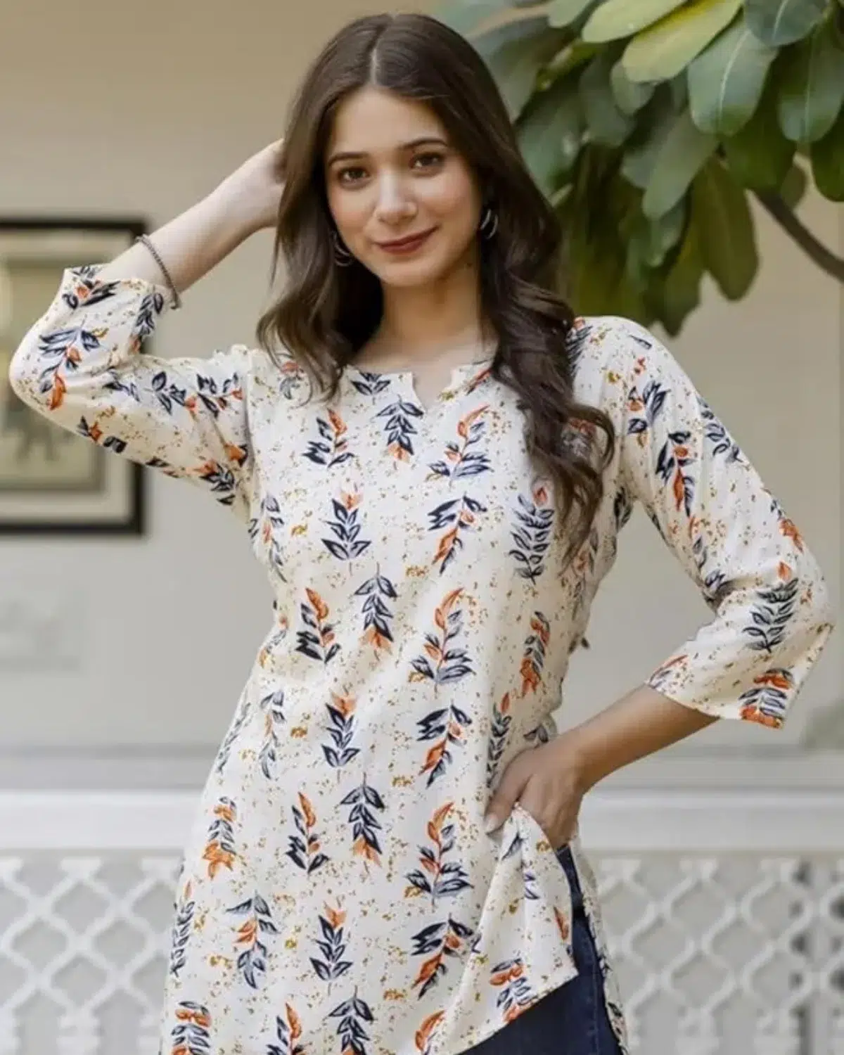Women's Short Kurti in TopsTunic Rayon Cotton Blend | Ladies Ethnic Tunic - Image 5
