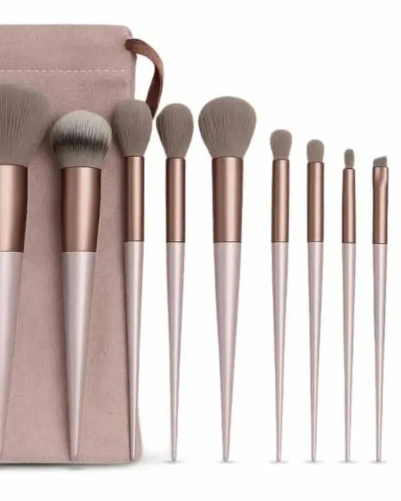 Professional Makeup Brushes 13 Piece Set Brown Colour, Travel Makeup Brushes with Cloth Bag for Makeup Artists, Foundation, Powder, Concealer, Eyeshadow, Blush, Highlighter, Eyebrow, Brushes