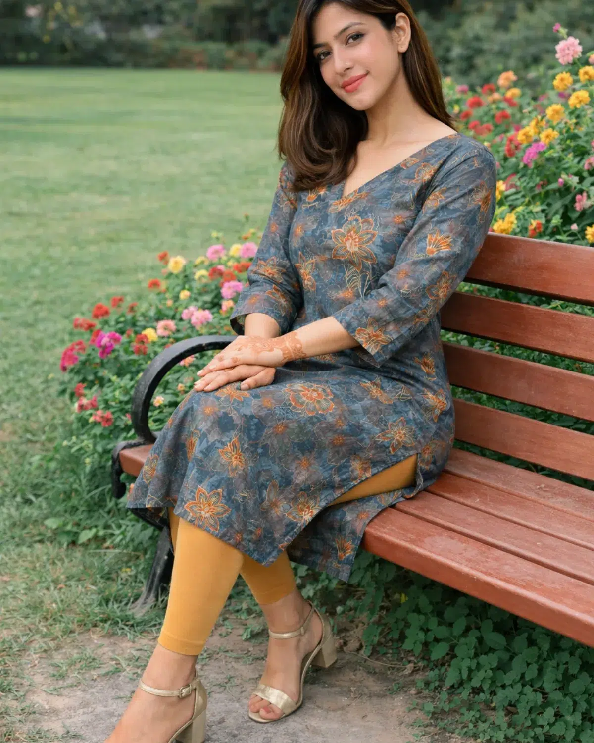 Mauve Floral Chanderi Silk Kurta - Image 14