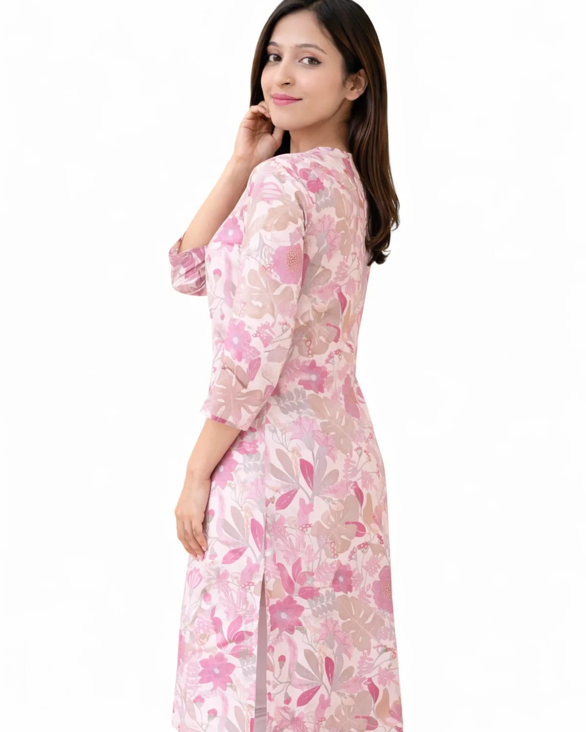 Floral Chanderi Silk Kurta - Image 2
