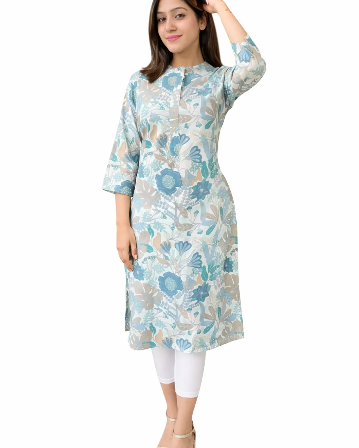 Floral Chanderi Silk Kurta - Image 5