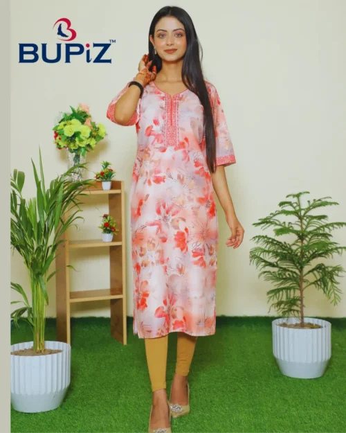 Women's Kurta Rayon Blend_ Pinkish Peach
