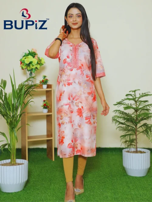 Women's Kurta Rayon Blend_ Pinkish Peach