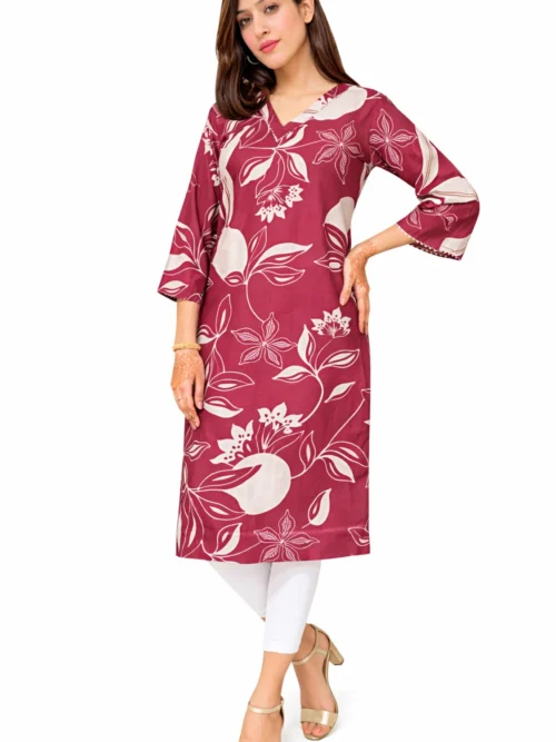 Wine Bloom Premium Chanderi Kurta